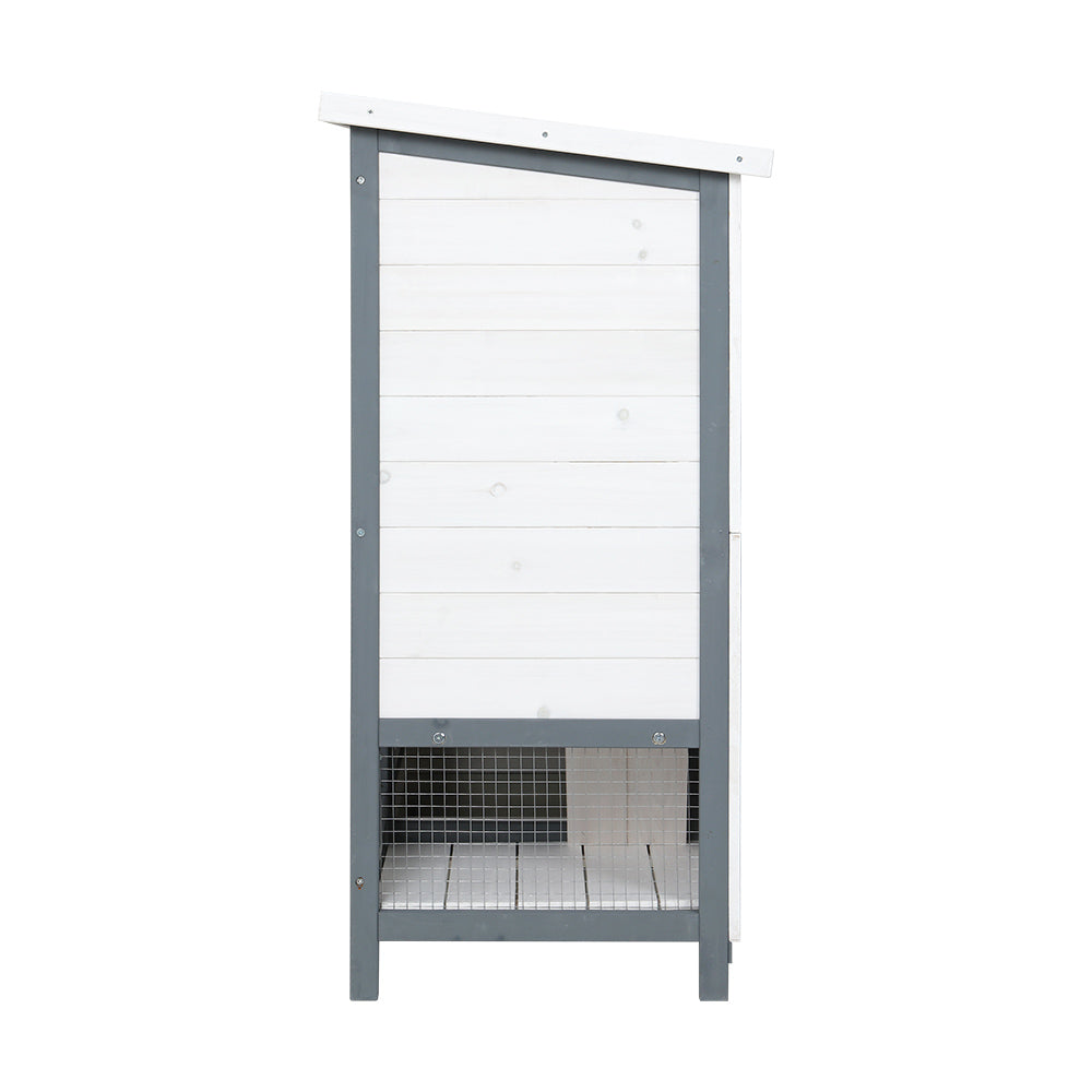 Rabbit Hutch Cat Shelter Outdoor Wooden Small Pet Kennel - White Grey