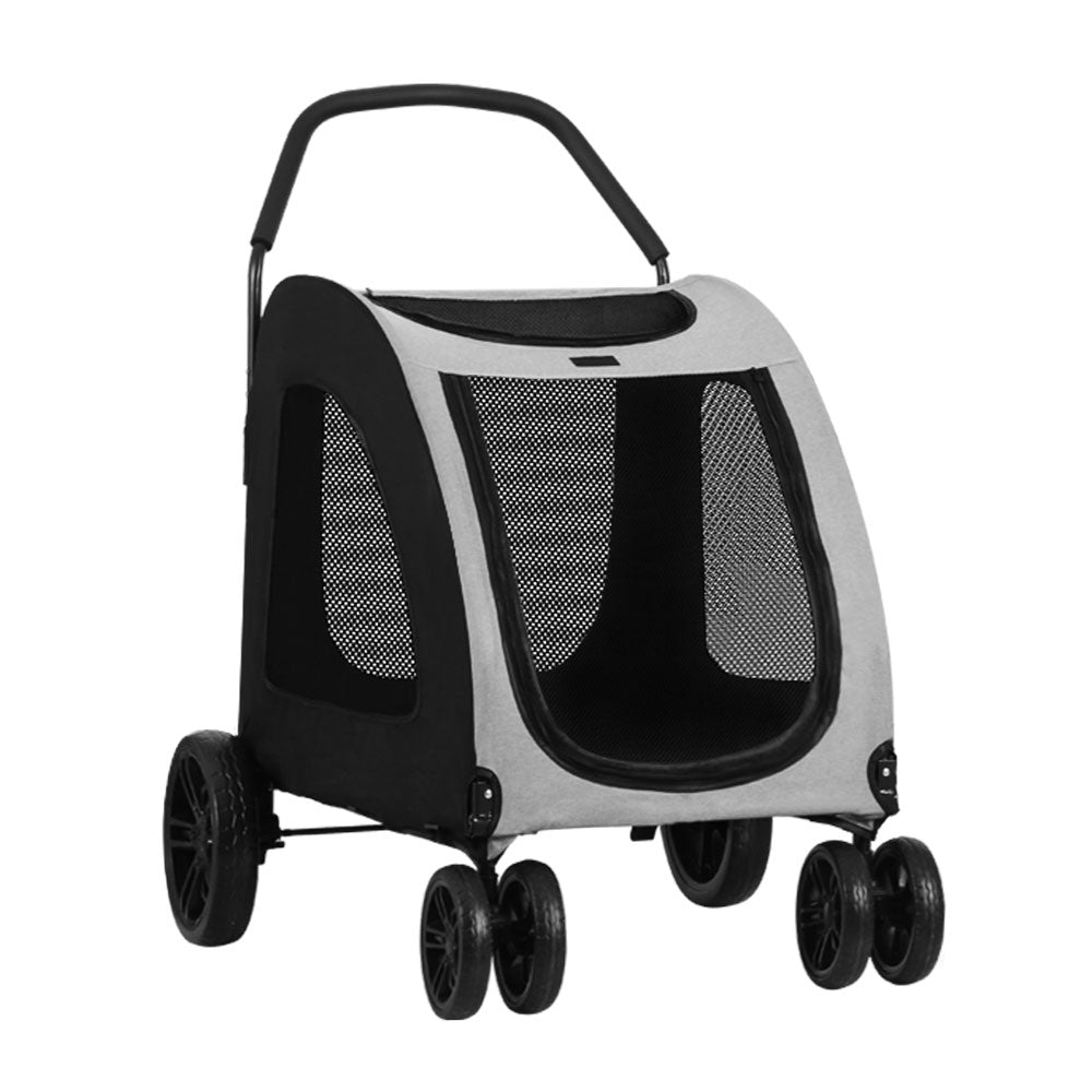 Pet Stroller Dog Large Cat Carrier Travel Foldable 4 Double Wheels - Blue