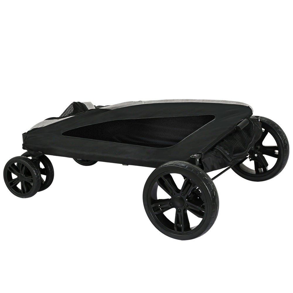 Pet Stroller Dog Large Cat Carrier Travel Foldable 4 Double Wheels - Blue