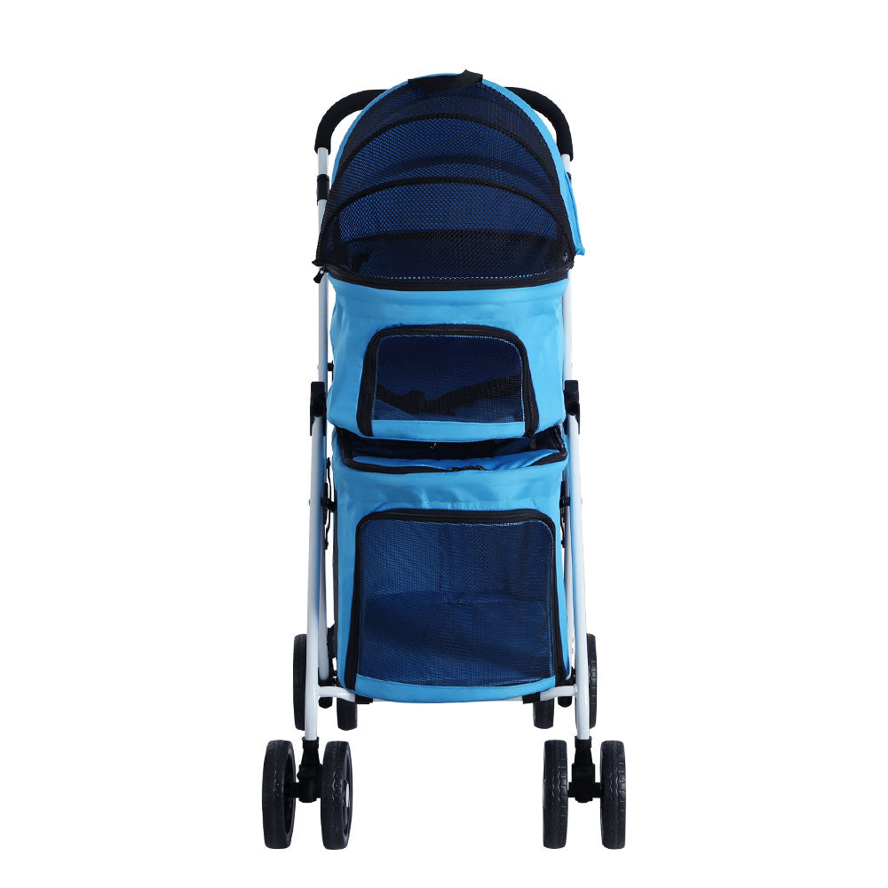 Pet Stroller Dog Large Cat Carrier Travel Foldable - 4 Double Wheels