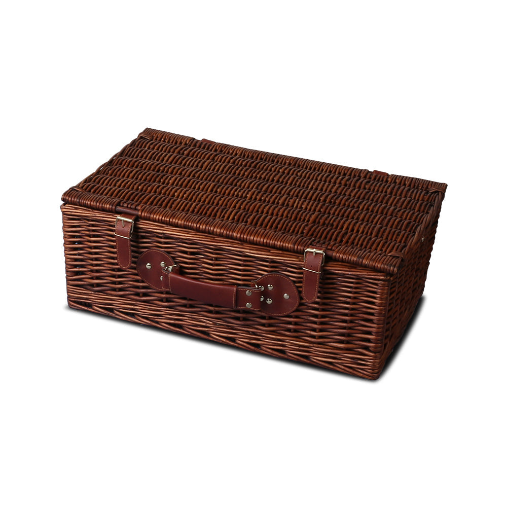 4 Person Picnic Basket Handle Baskets Outdoor Insulated Blanket