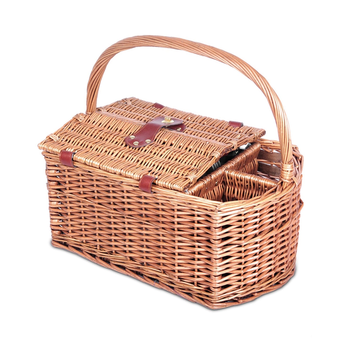 Picnic Basket Outdoor Set - Brown - For 4 Persons