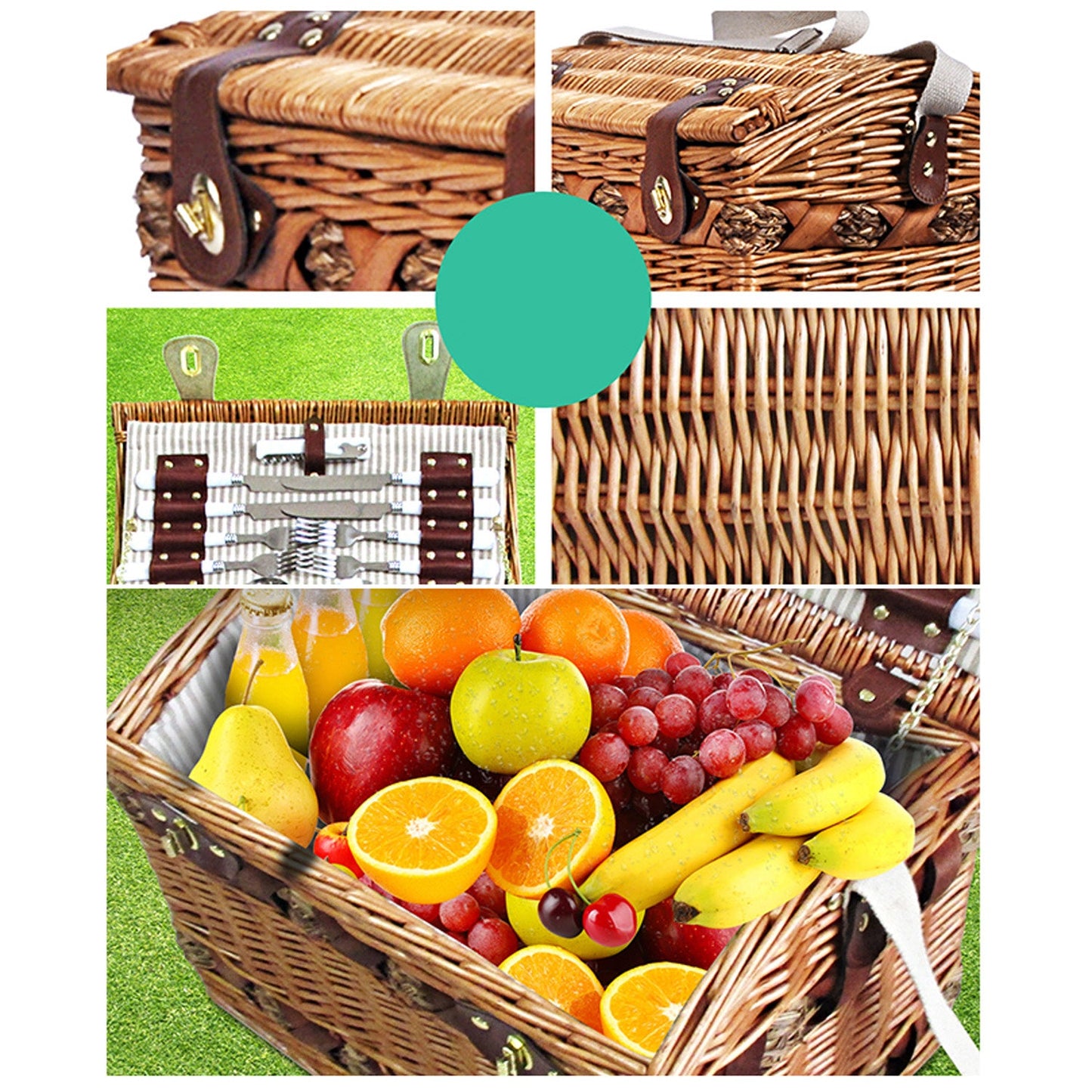 Picnic Basket Baskets Wicker - For 4 Persons