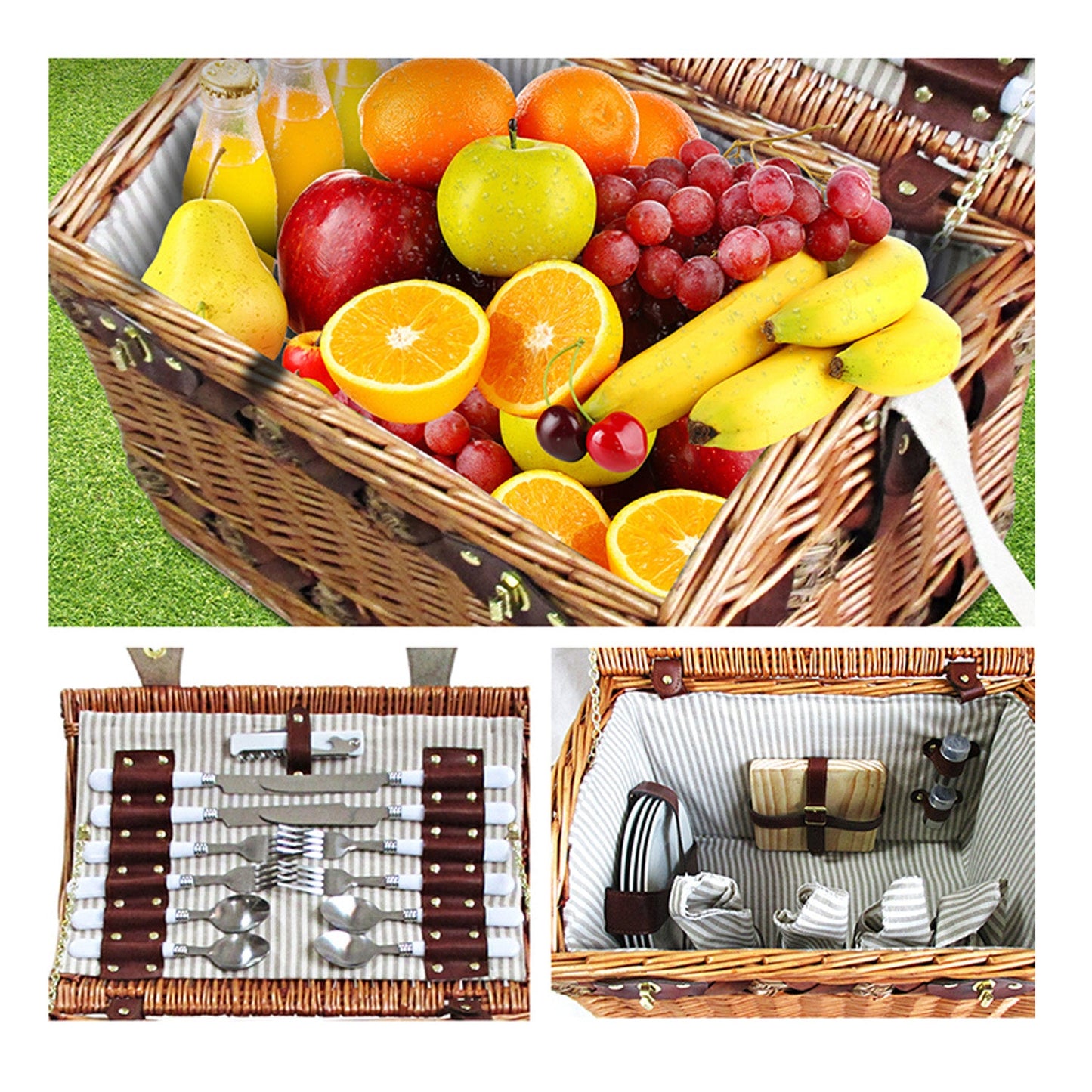 Picnic Basket Baskets Wicker - For 4 Persons