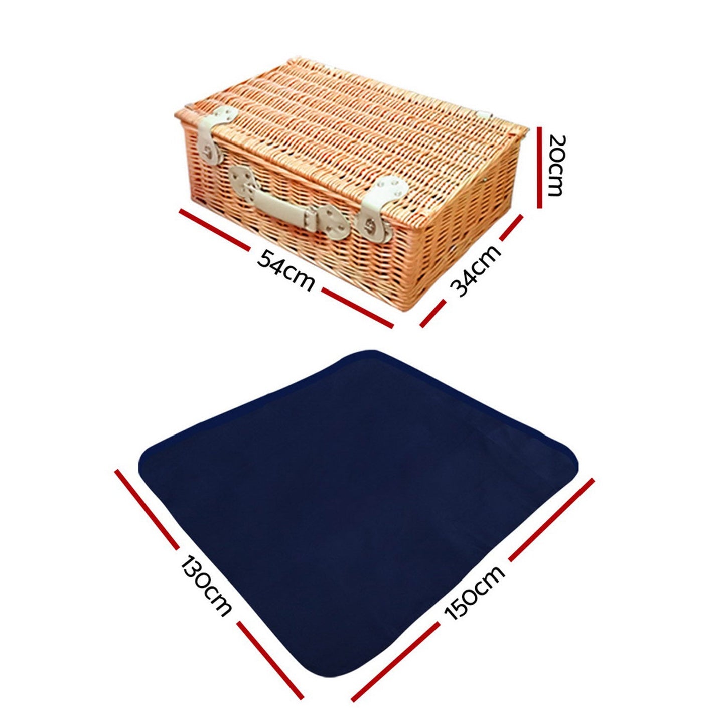 Picnic Basket Outdoor Set - Blue - For 4 Persons