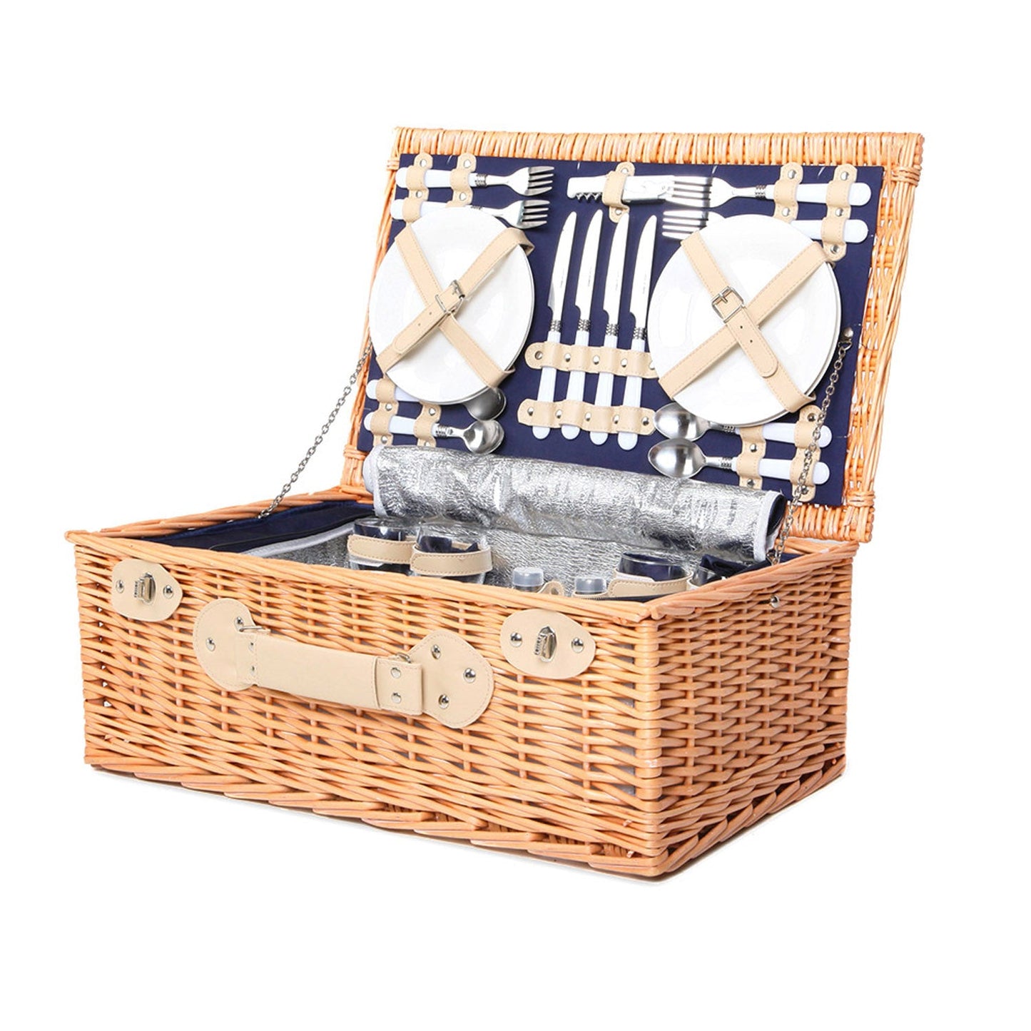 Picnic Basket Outdoor Set - Blue - For 4 Persons