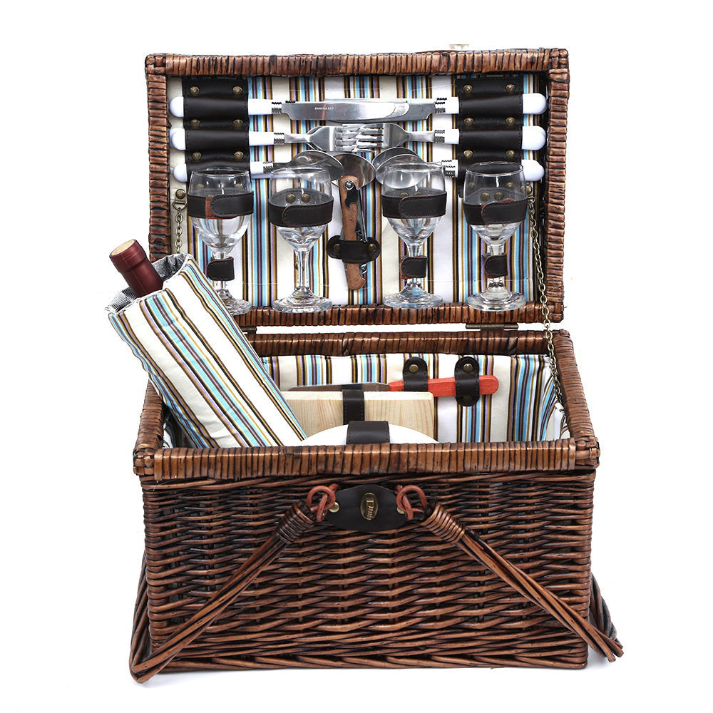 4 Person Picnic Basket Set Deluxe Folding Outdoor Insulated Liquor bag