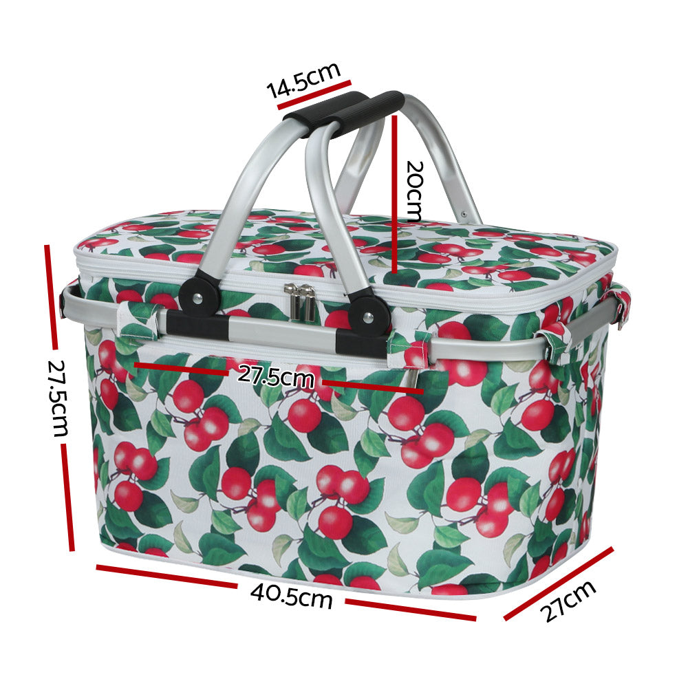 Picnic Bag Basket Hamper Camping Hiking Insulated Lunch Cooler Folding