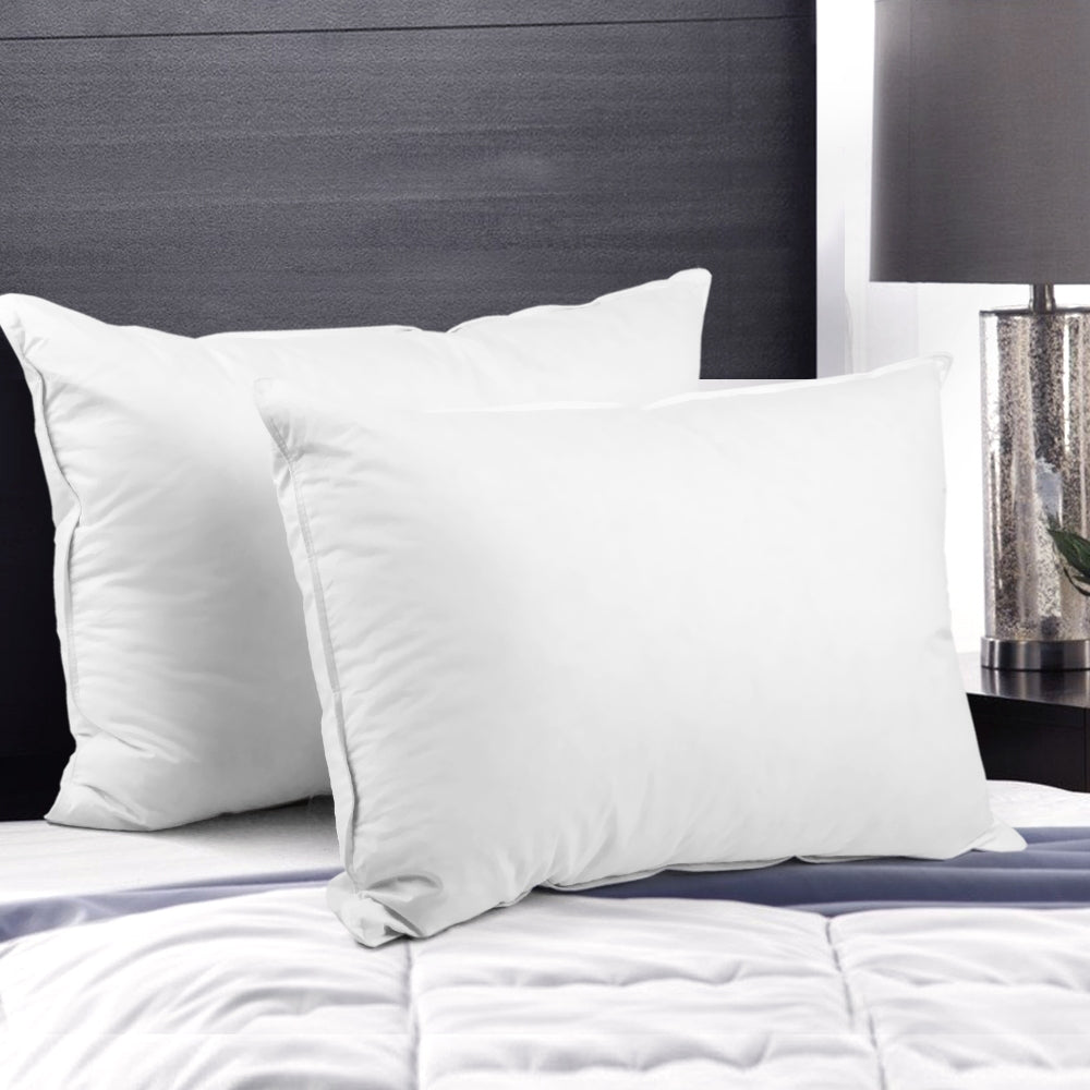 Goose Feather Down Bed White Pillow - Set of 2