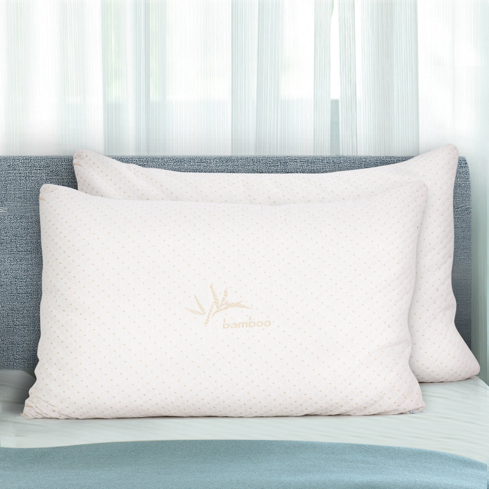 Bamboo memory Foam Bed Pillow - Set of 2