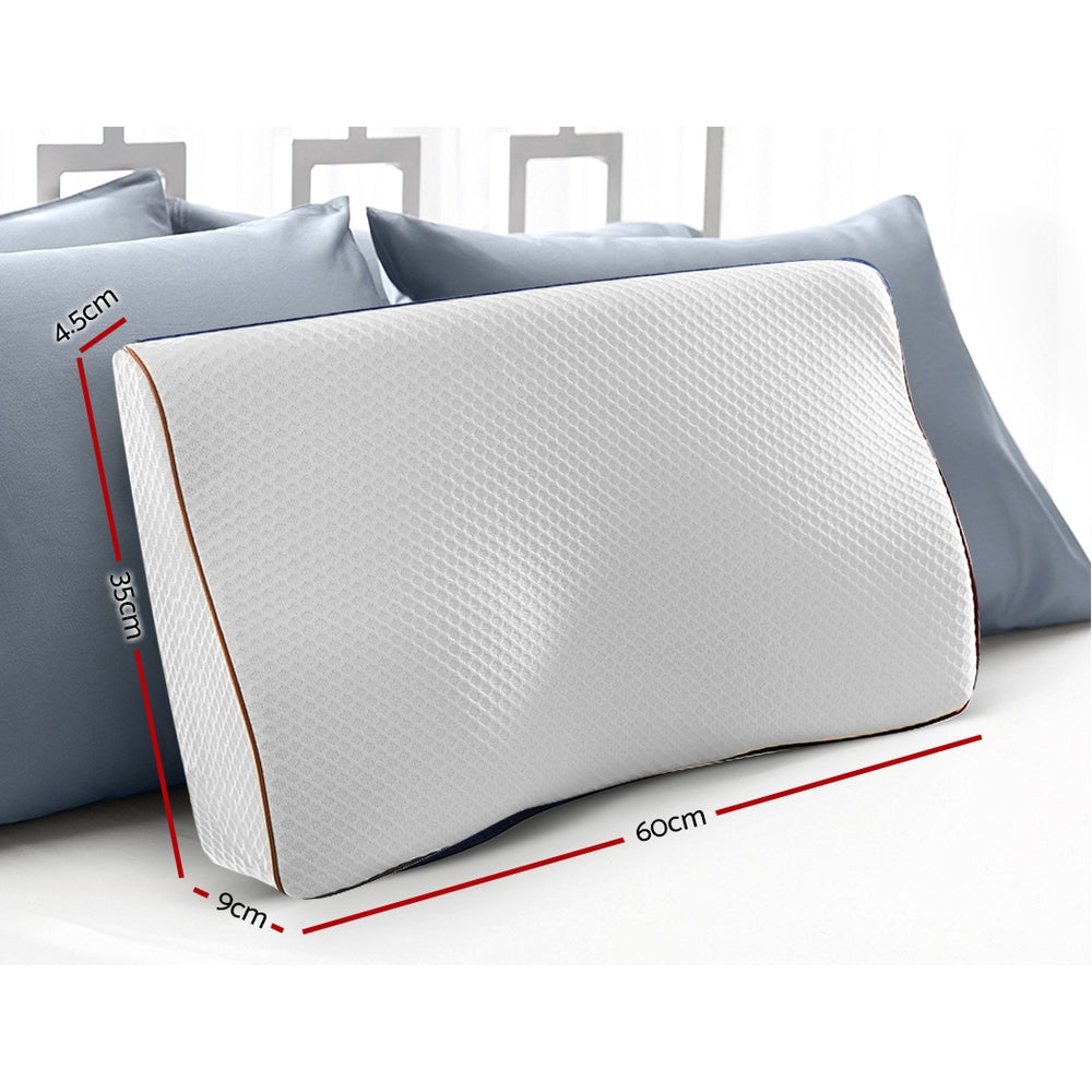Memory Foam Pillow Neck Contour Rebound Support - Blue