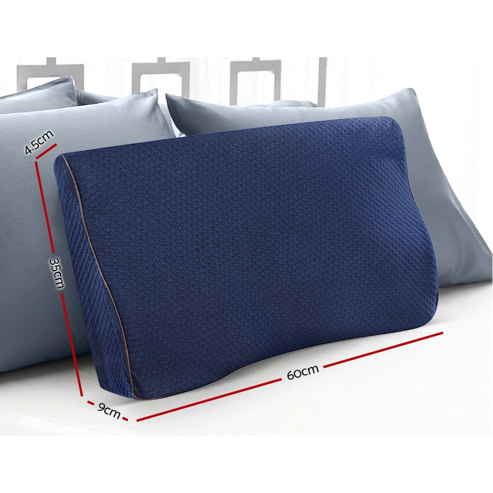 Memory Foam Pillow Neck Contour Rebound Support - Blue