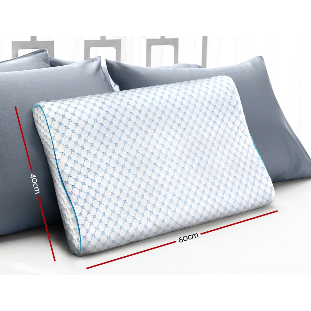 Memory Foam Pillow Ice Silk Cover Cool Cervical Support - 350GSM