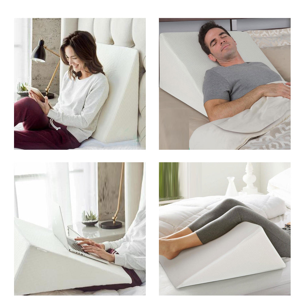 Bed Wedge Back Support Pillow Bamboo Fabric - Beige