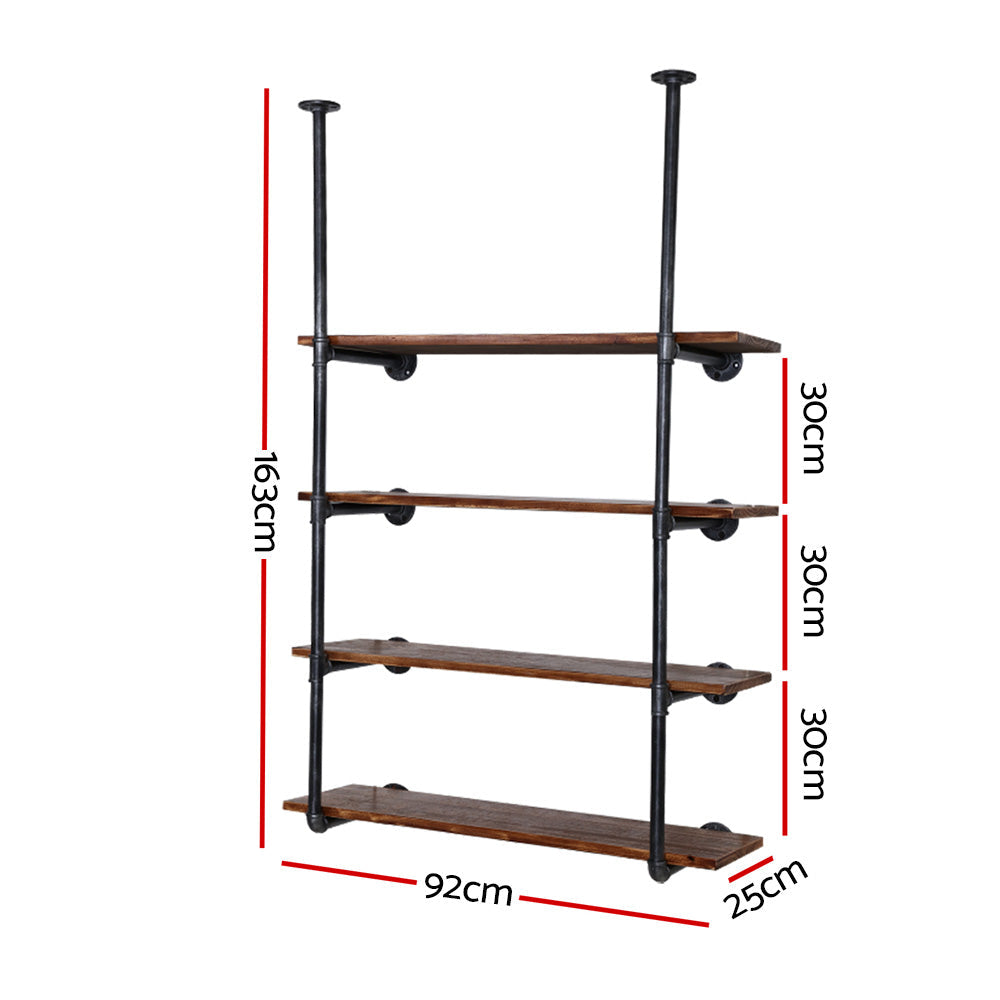 Industrial Wall Display Rustic Pipe DIY Shelves