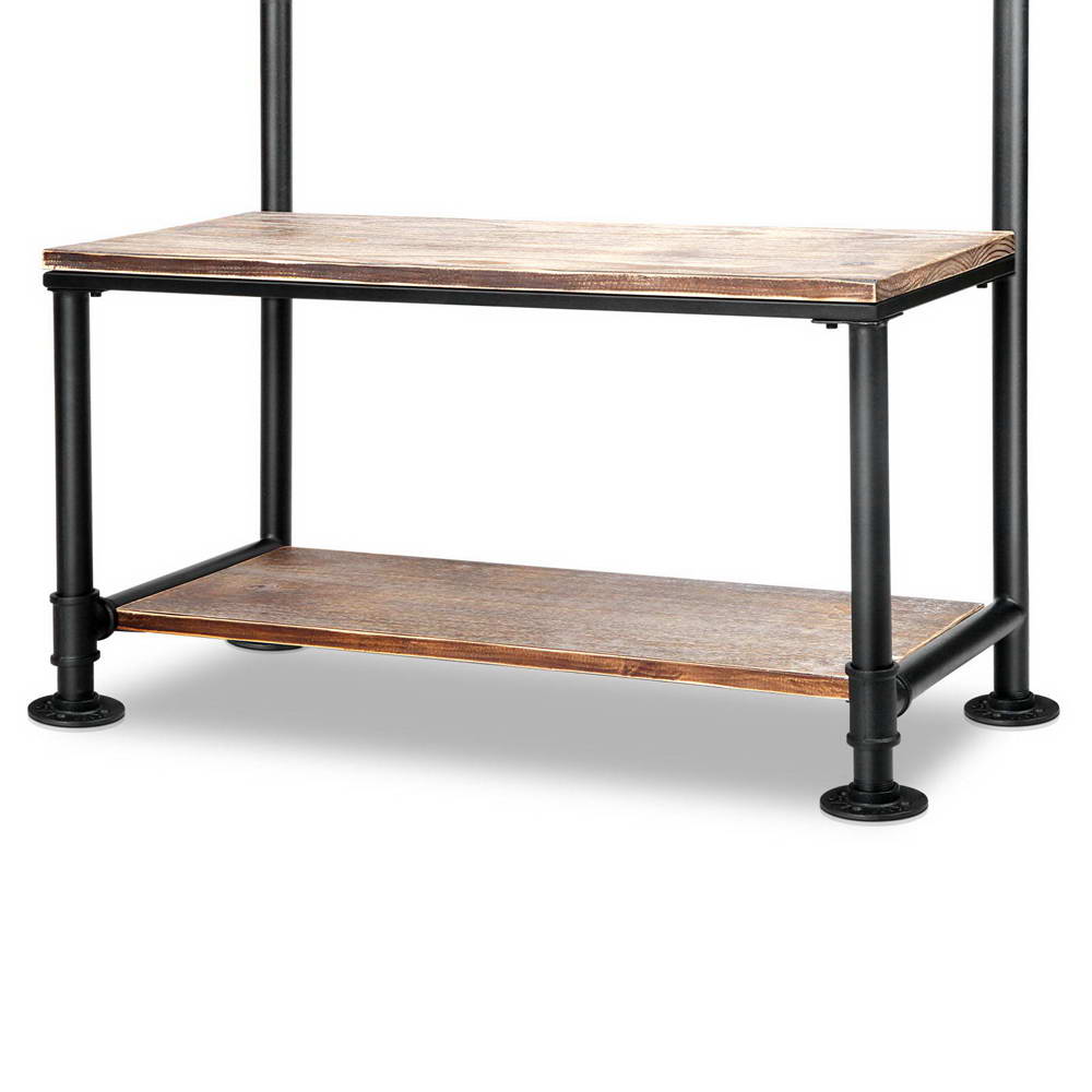 Rustic Wood and Pipe Clothes Vintage Shelf Hanger