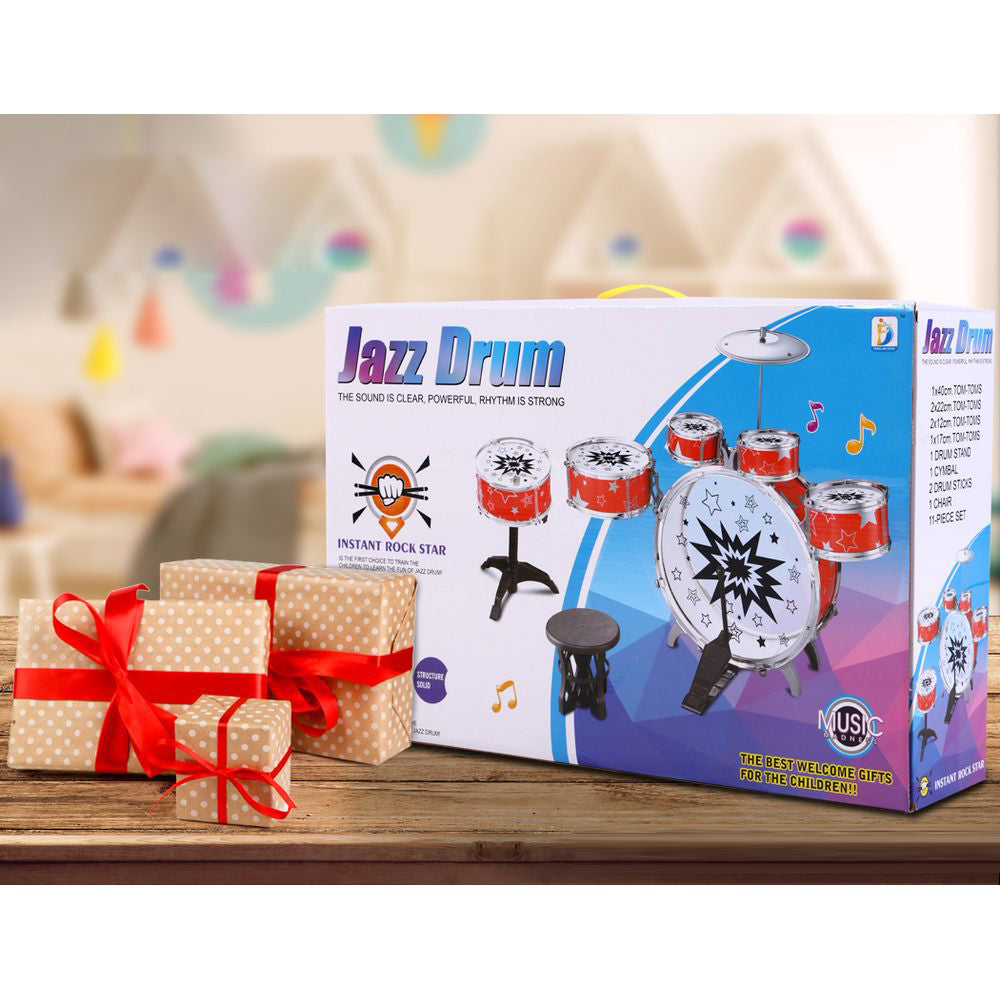 Kids 11 Drum Set Junior Drums Kit Musical Play Toys - Blue