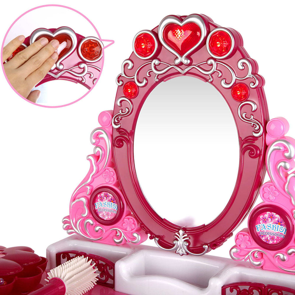 Kids Dressing Table Set with Stool and 30 pcs Accessories - Pink