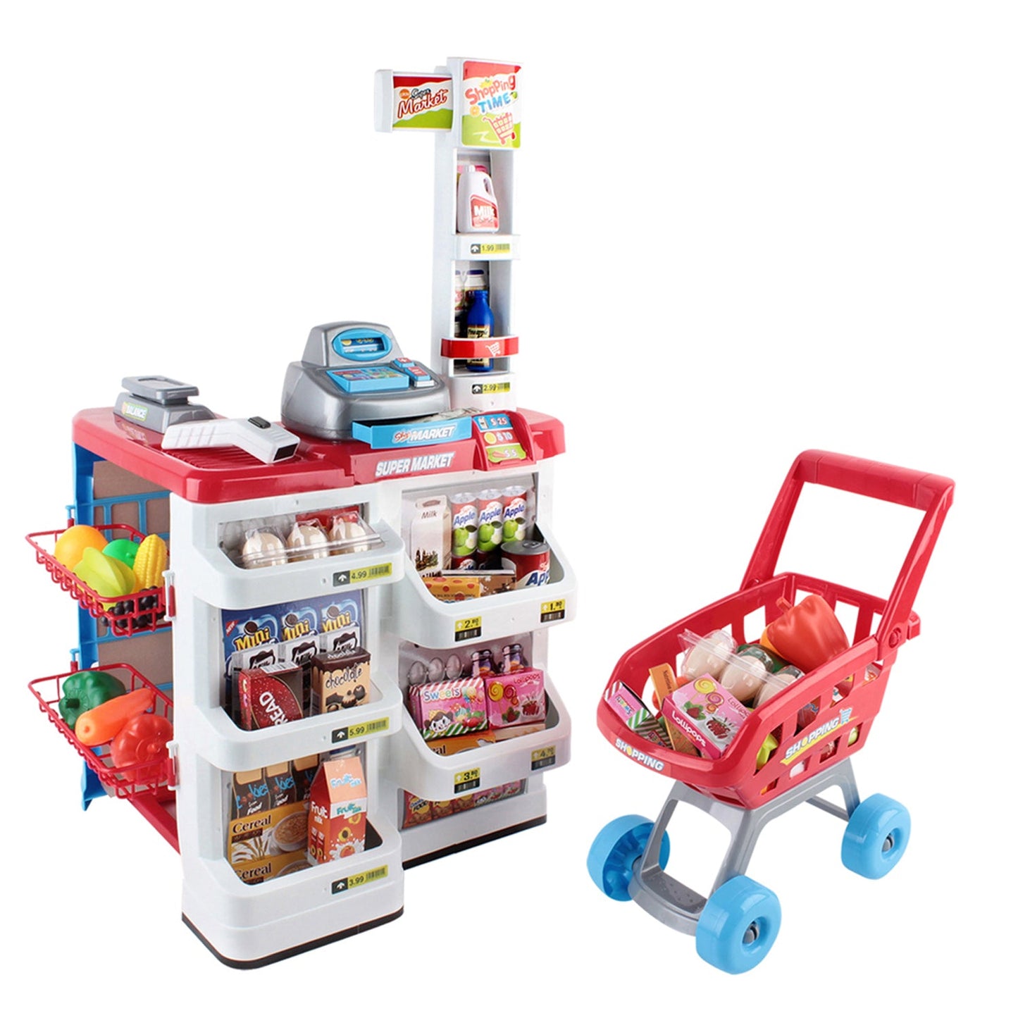 Kids Supermarket Pretend Play Set 24pcs - Red and White