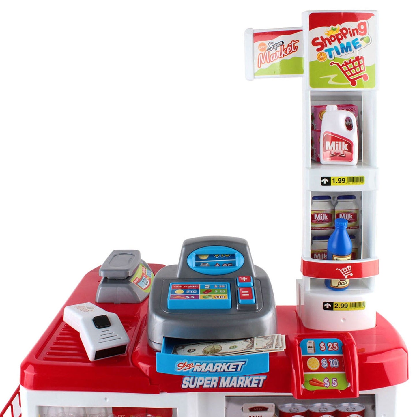 Kids Supermarket Pretend Play Set 24pcs - Red and White