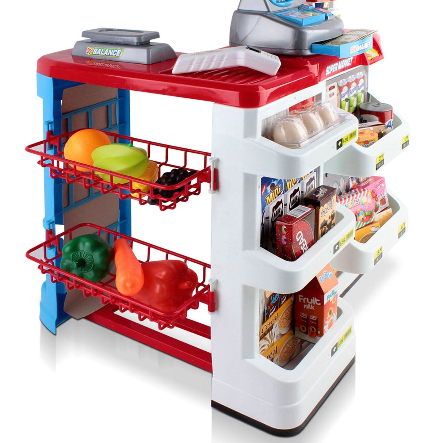 Kids Supermarket Pretend Play Set 24pcs - Red and White