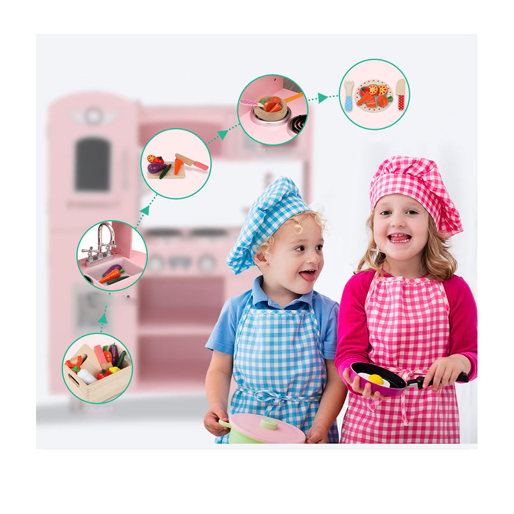 Kids Kitchen and Utensils Pretend Play Food Set - Pink