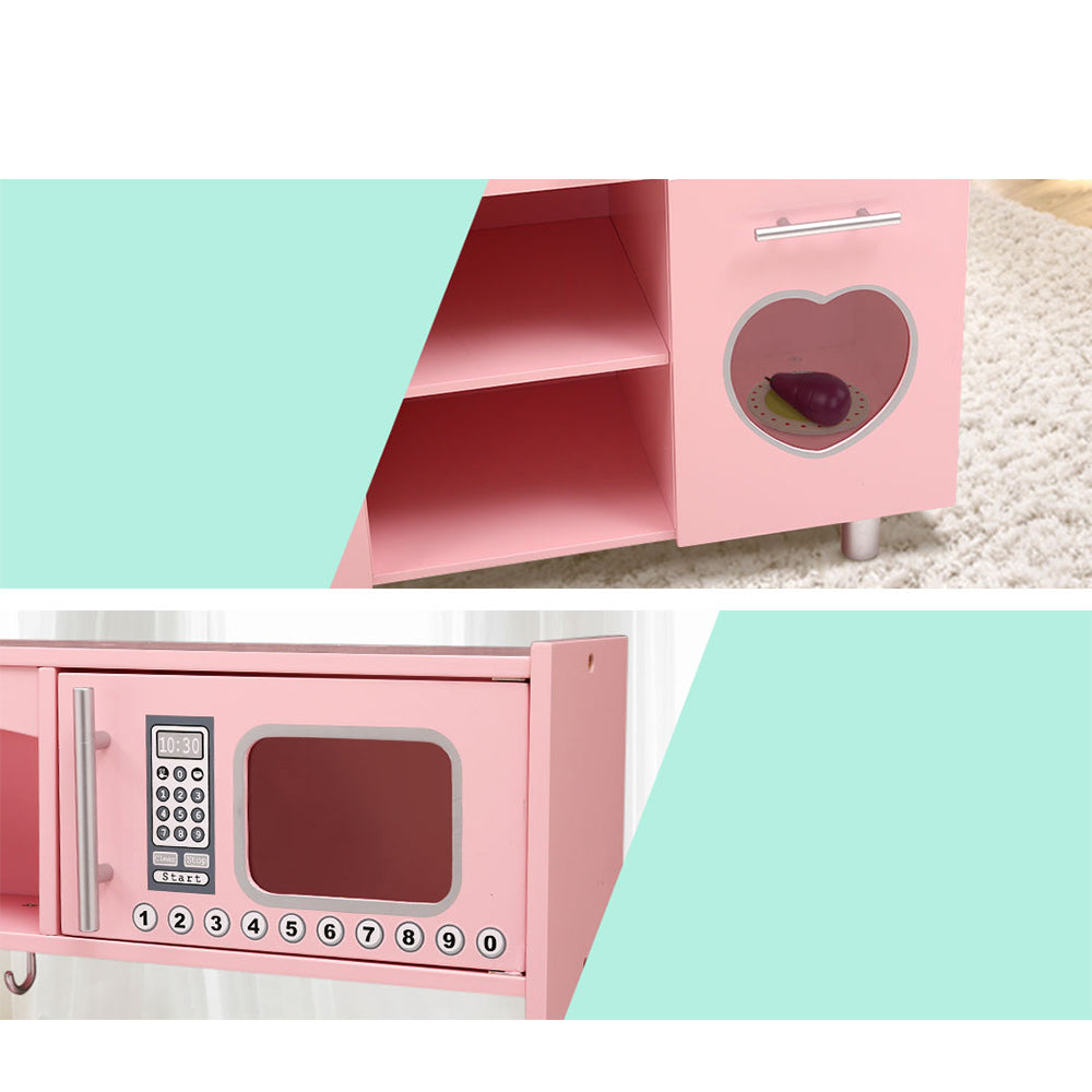 Kids Kitchen and Utensils Pretend Play Food Set - Pink