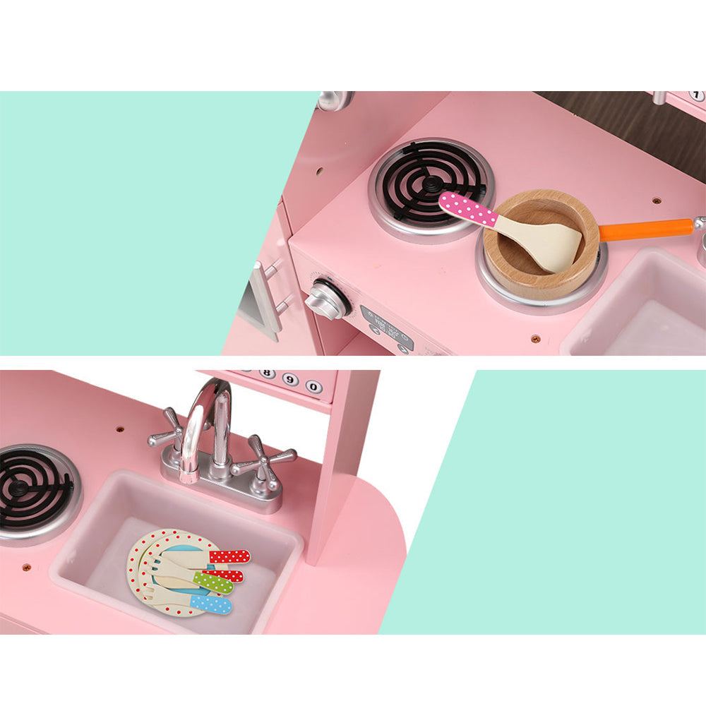 Kids Kitchen and Utensils Pretend Play Food Set - Pink
