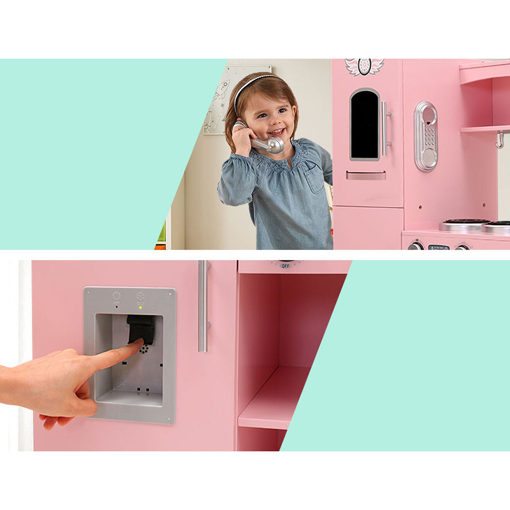 Kids Kitchen and Utensils Pretend Play Food Set - Pink