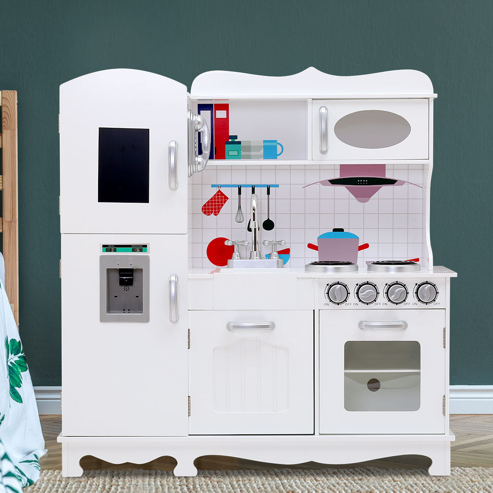 Kids Kitchen Pretend Play Set and Utensils - White