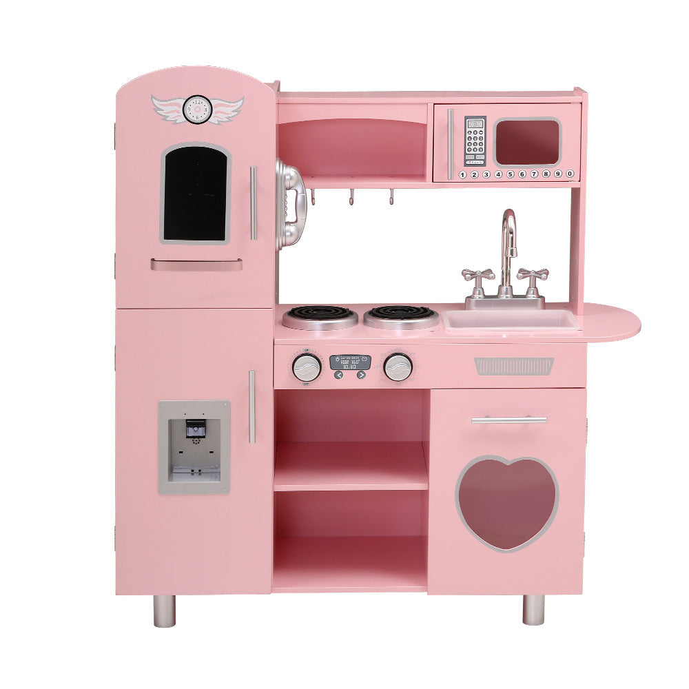 Kids Wooden Kitchen Pretend Play Cooking Toys  Set - Pink