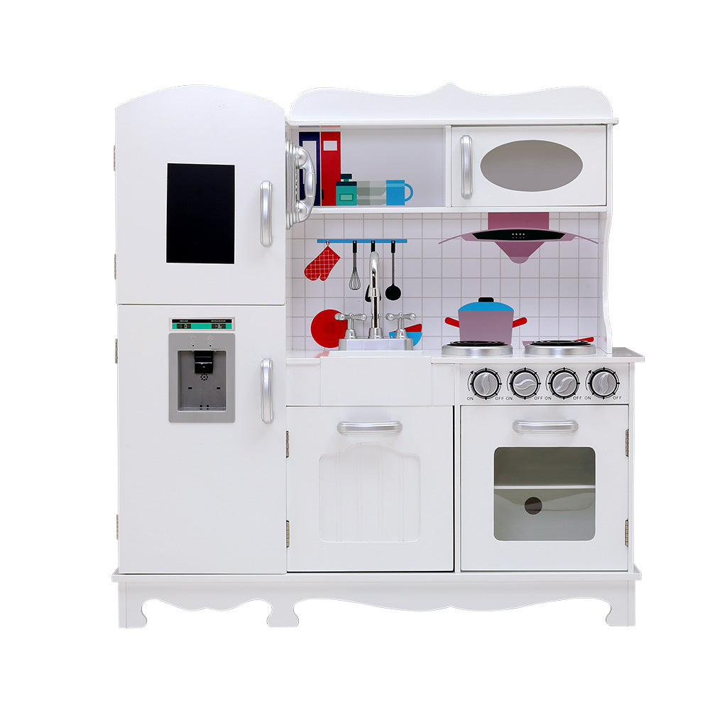 Kids Wooden Kitchen Pretend Play Cooking Toys  Set - White