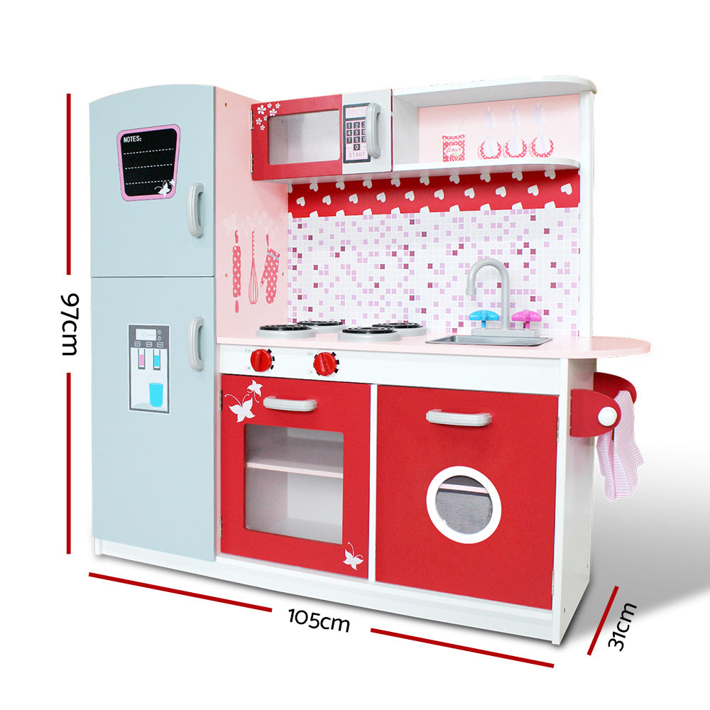 Kids Pretend Kitchen Set Cookware Toy - Pink and Red