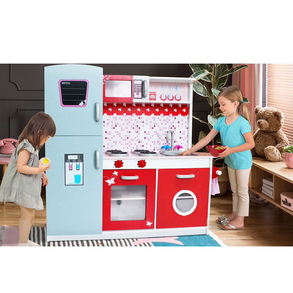 Kids Pretend Kitchen Set Cookware Toy - Pink and Red