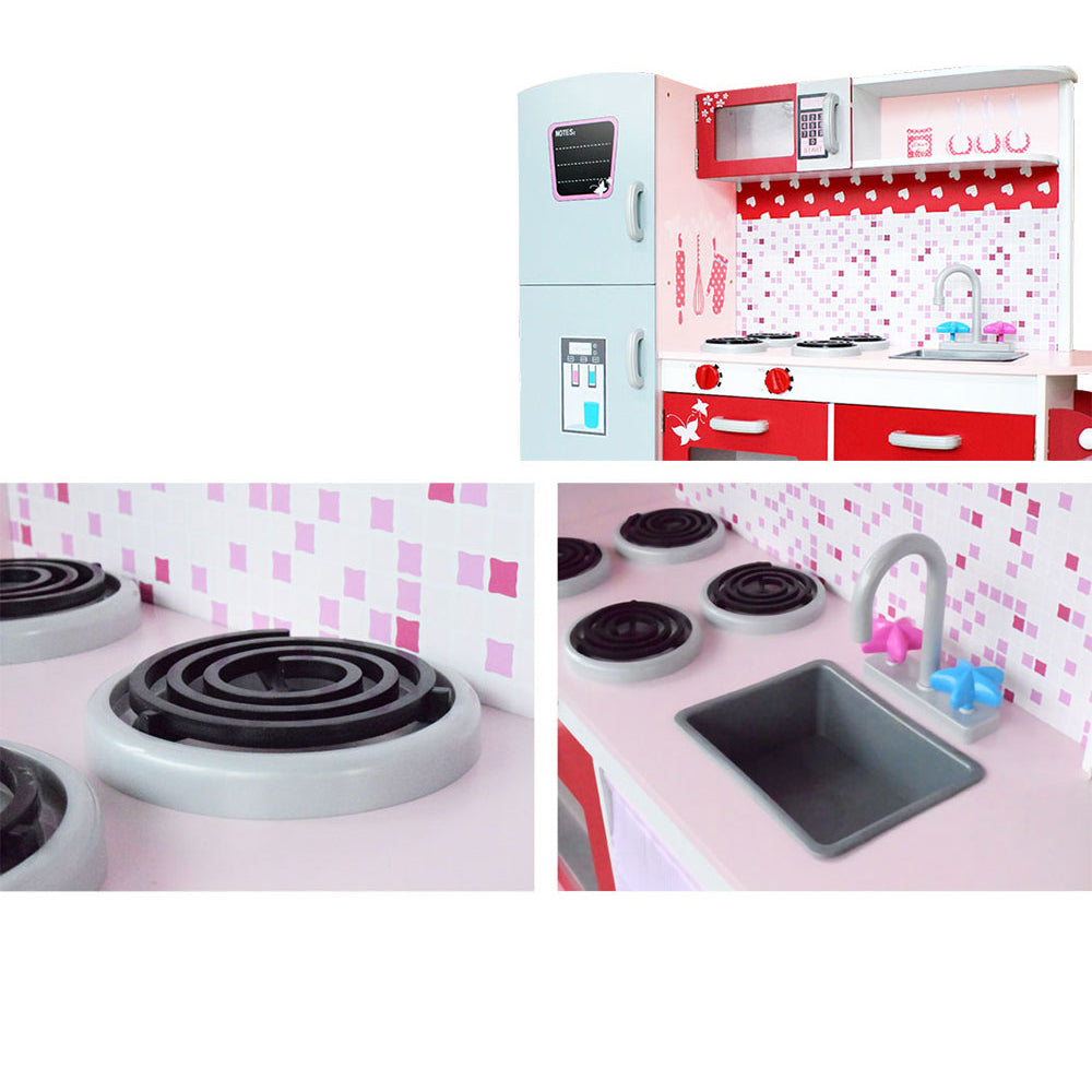 Kids Pretend Kitchen Set Cookware Toy - Pink and Red