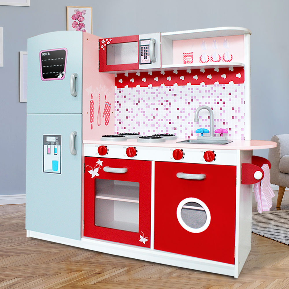 Kids Pretend Kitchen Set Cookware Toy - Pink and Red