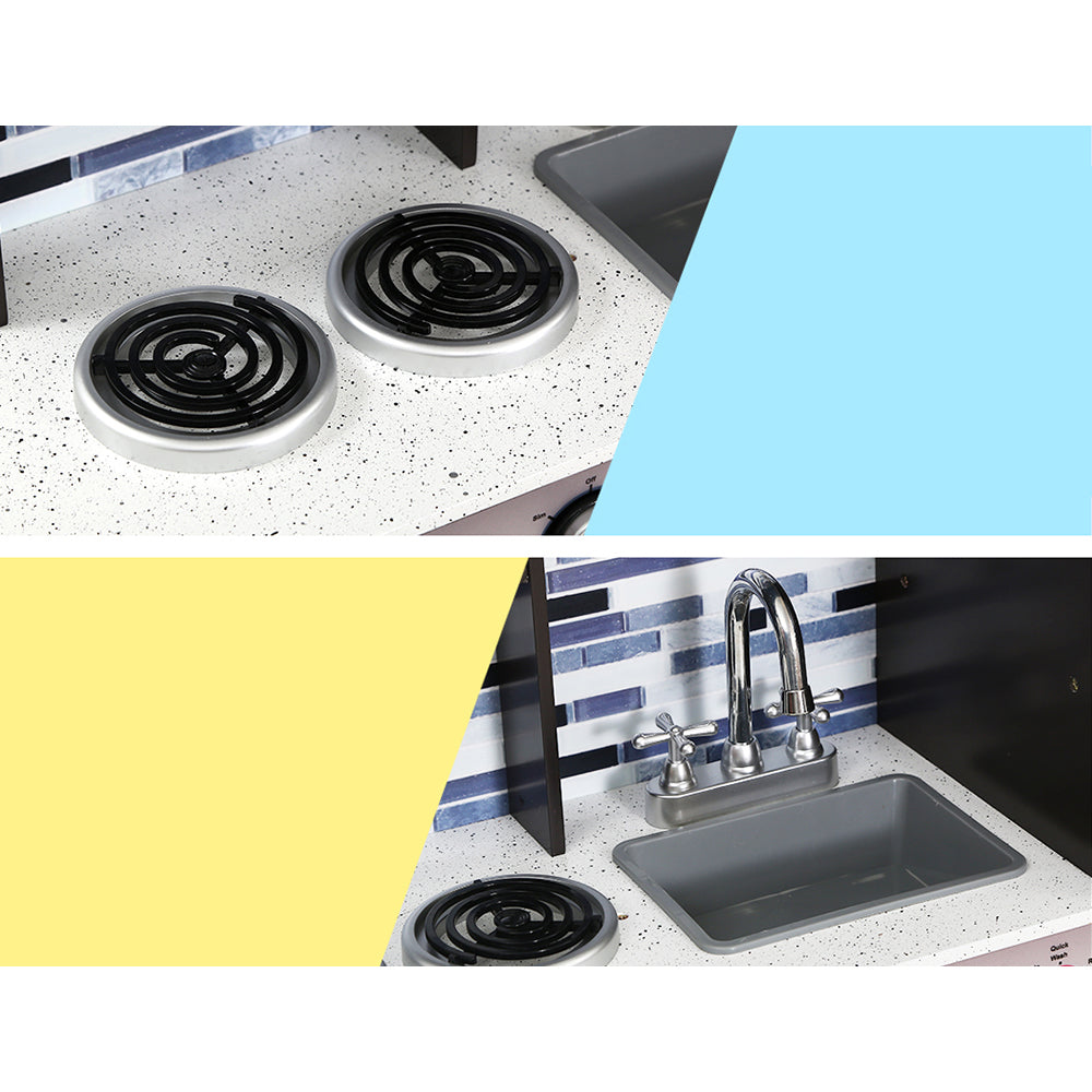 Kids Pretend Kitchen Cooking Set Toy - Black and White