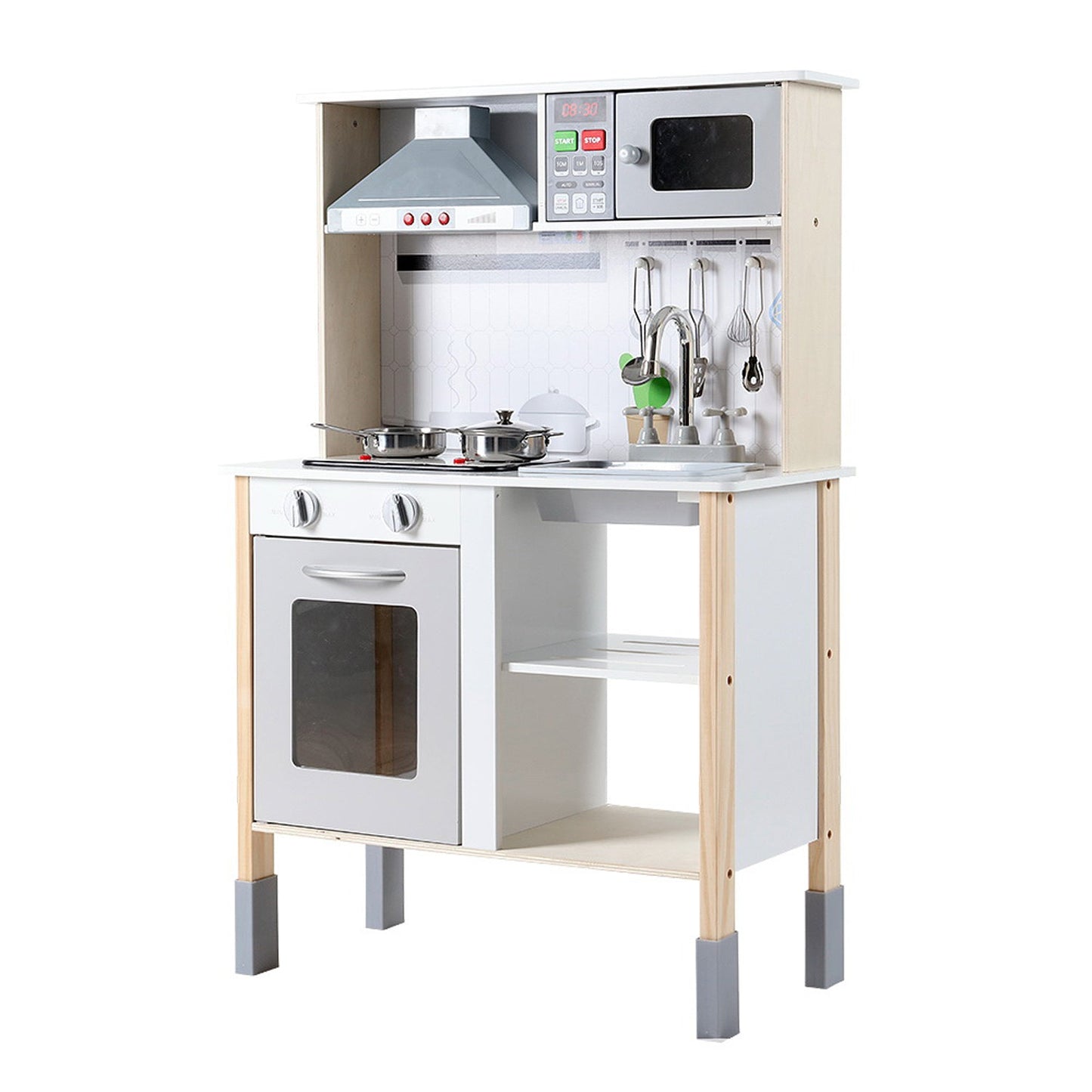 Kids Wooden Kitchen Playset Cooking Cookware