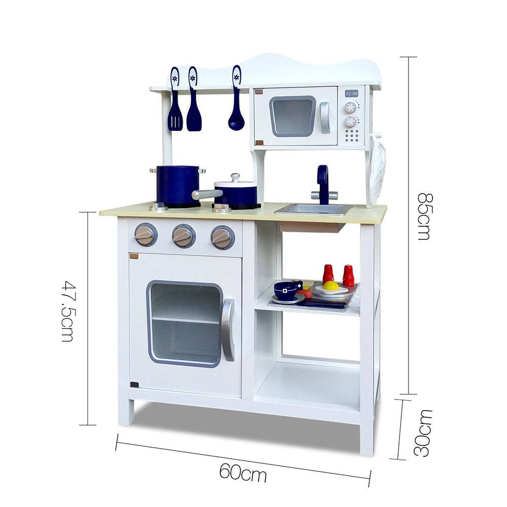 Kids Kitchen and Utensils Pretend Play 18 Piece Set - White