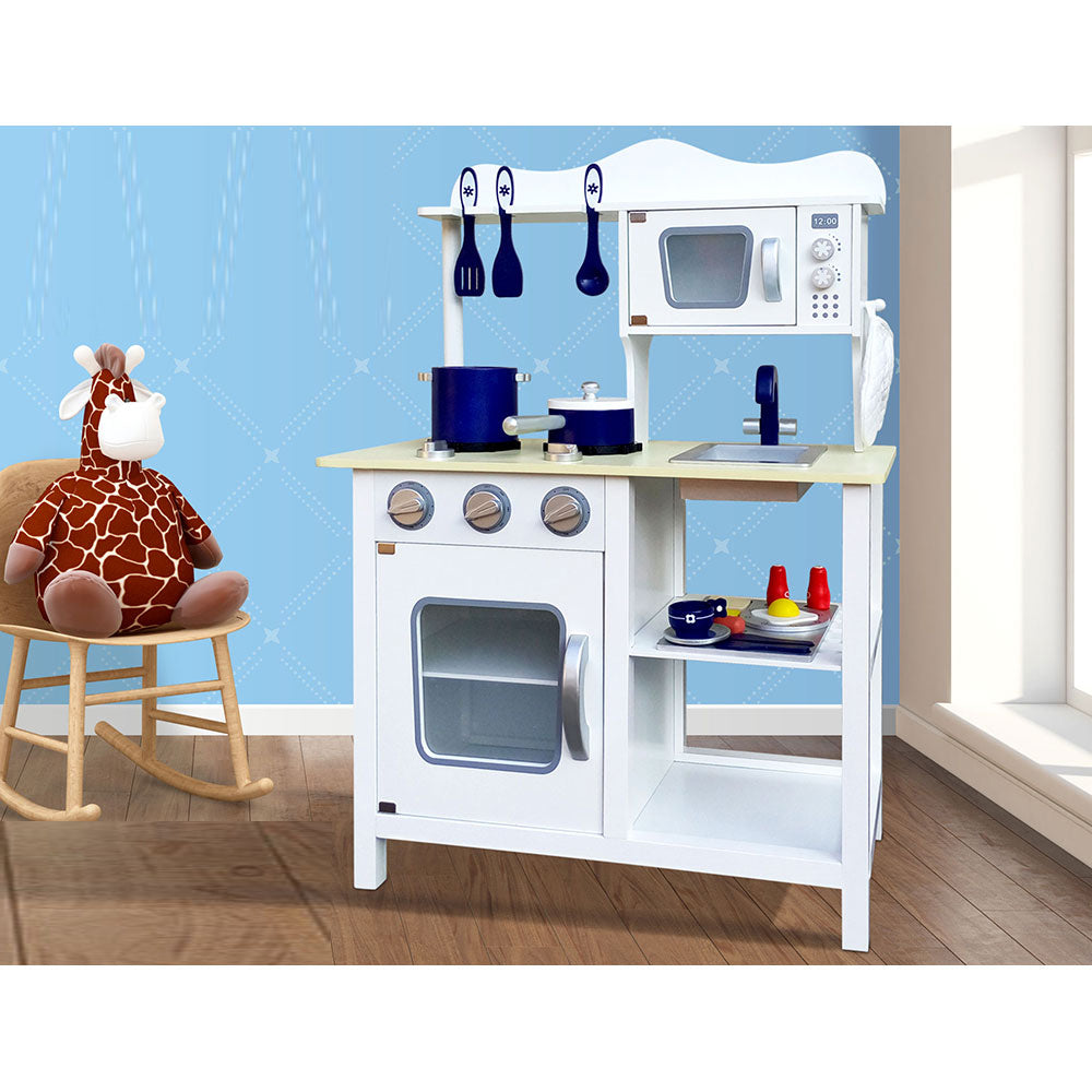 Kids Kitchen and Utensils Pretend Play 18 Piece Set - White