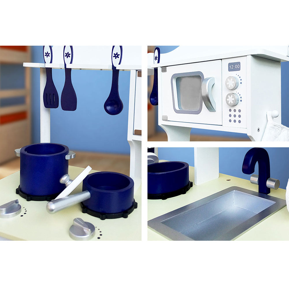 Kids Kitchen and Utensils Pretend Play 18 Piece Set - White