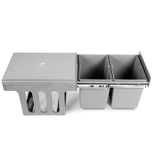 Pull Out Bin - Grey - 2x15L