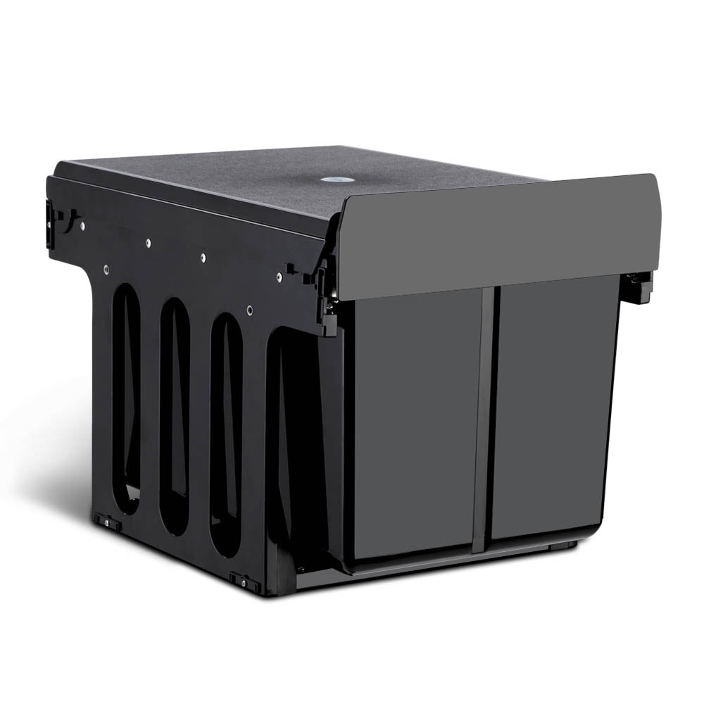 Steel Frame Pull Out Bin - Black - 2x15L