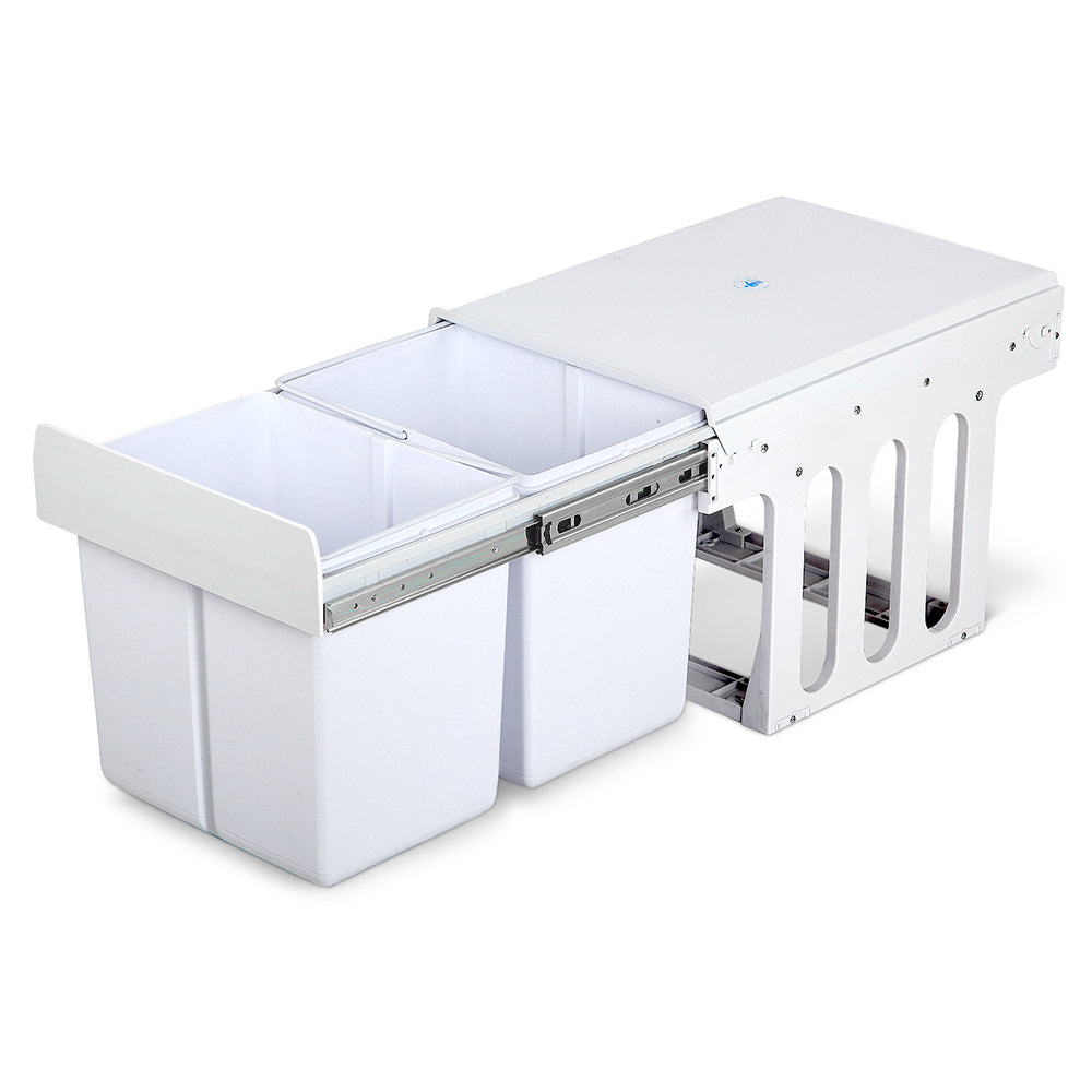 Plastic Frame Pull Out Bin - White - 2x15L