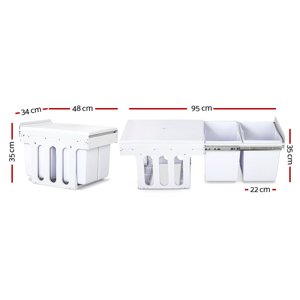 Plastic Frame Pull Out Bin - White - 2x15L