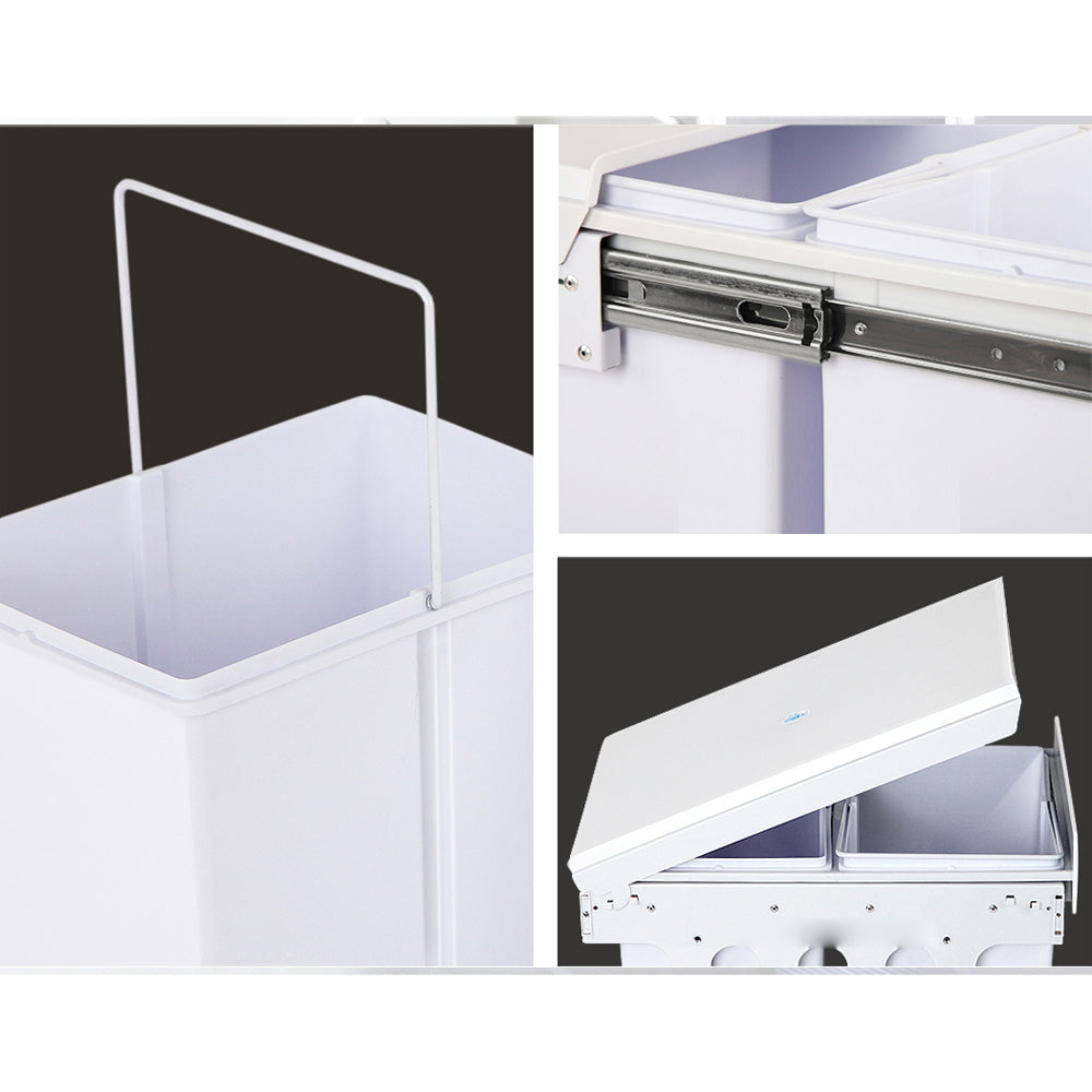 Plastic Frame Pull Out Bin - White - 2x15L