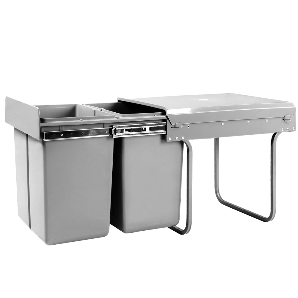 Pull Out Bin - Grey - 2x20L