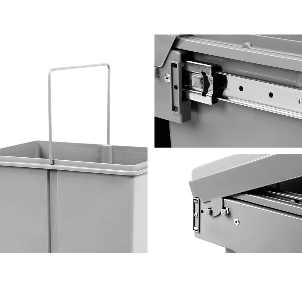Pull Out Bin - Grey - 2x20L