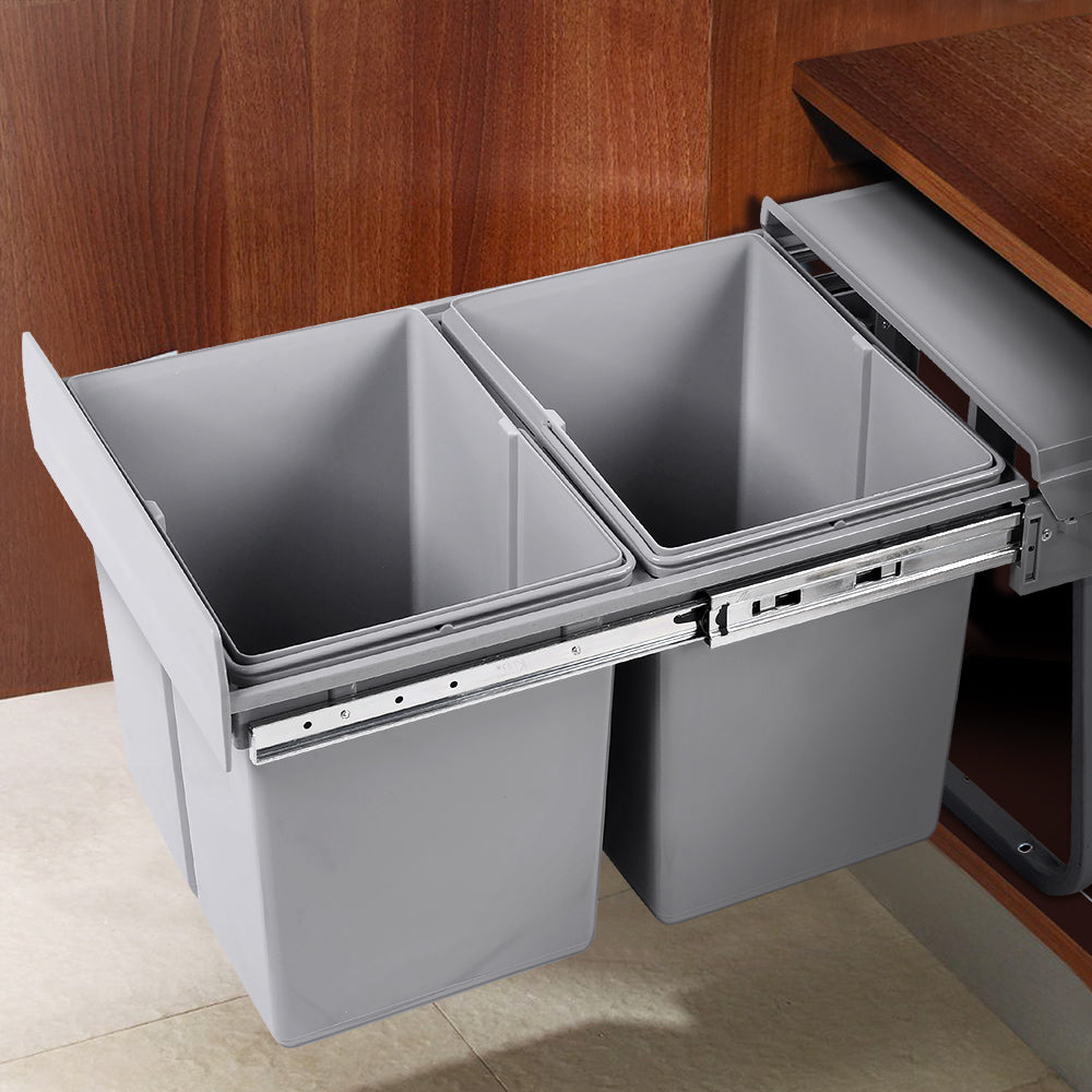 Pull Out Bin - Grey - 2x20L
