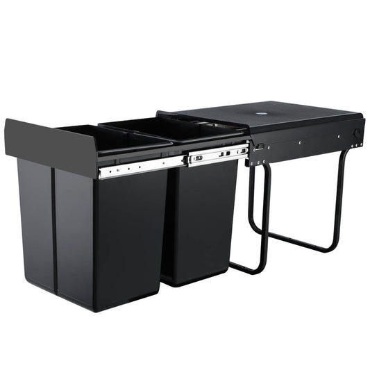 Steel Frame Pull Out Bin - Black - 2x20L